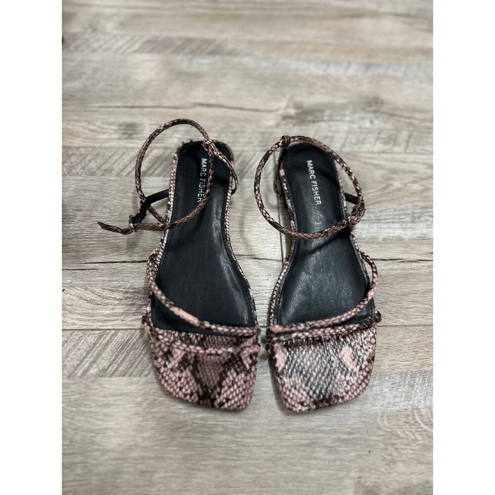 Marc Fisher Pink Snakeskin Flat Sandals in 8